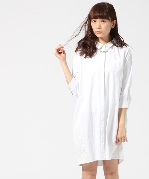 レースキリカエシャツワンピース７分袖