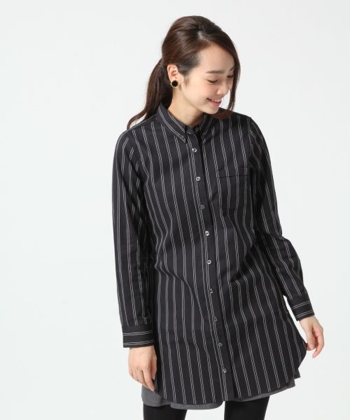 Cレジメントストライプシャツワンピース