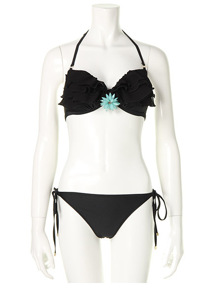 アクセ付ティアードシフォンフリル水着