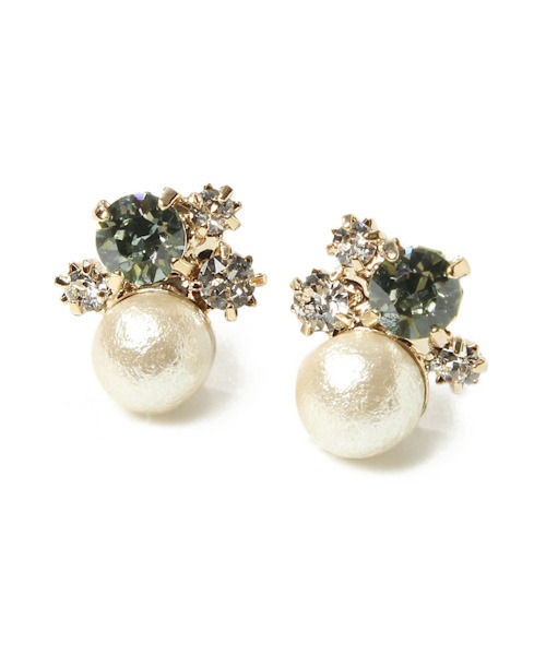 コットンパールスタッズピアス