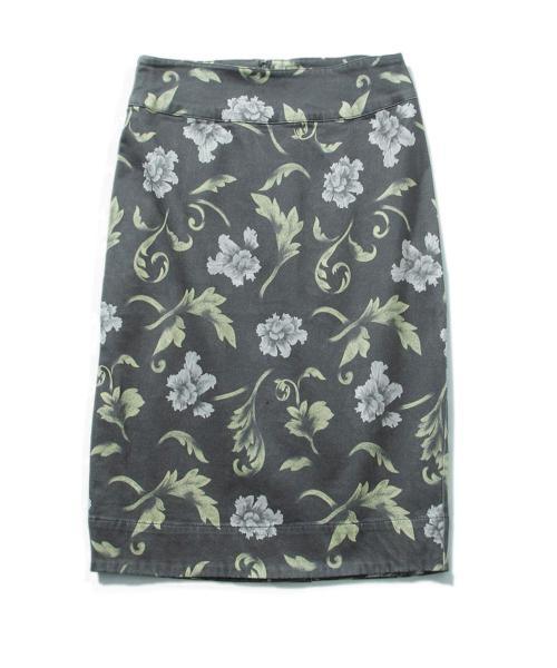 コットンサテンプリントタイトスカート