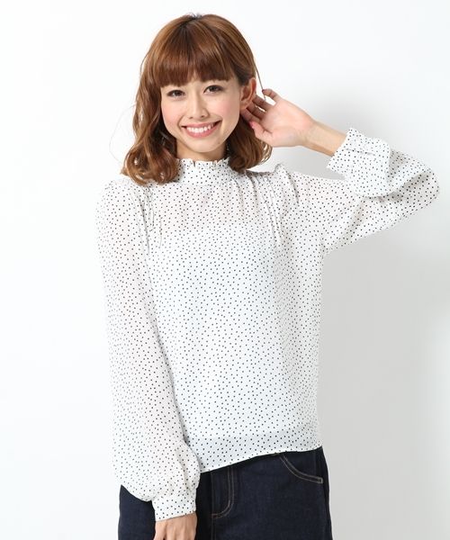 ハイネックシフォンブラウス長袖