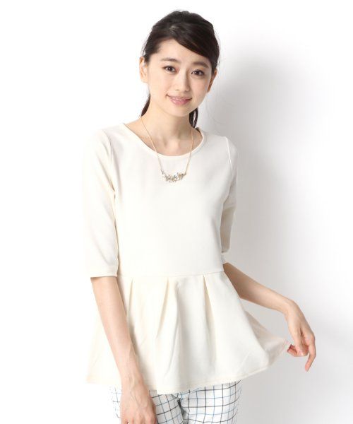 ペプラムジャガードプルオーバー5分袖