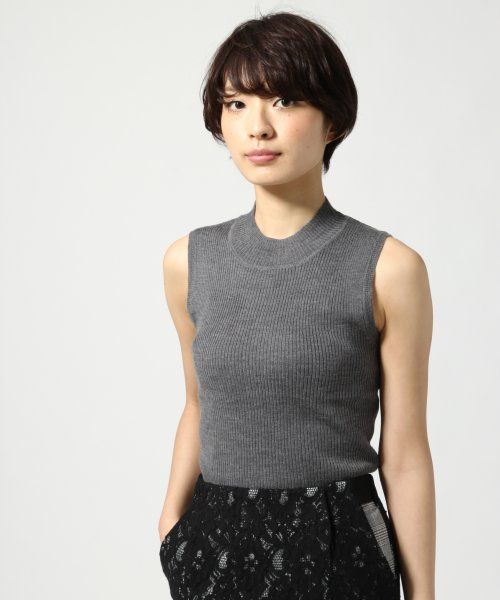 14Gハイネックリブニットノースリーブ