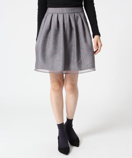 グレンチェック＊オーガンジーカサネフレアスカート