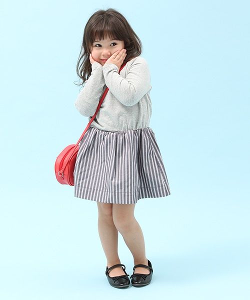 【キッズ】フハクスカートドッキングワンピース長袖