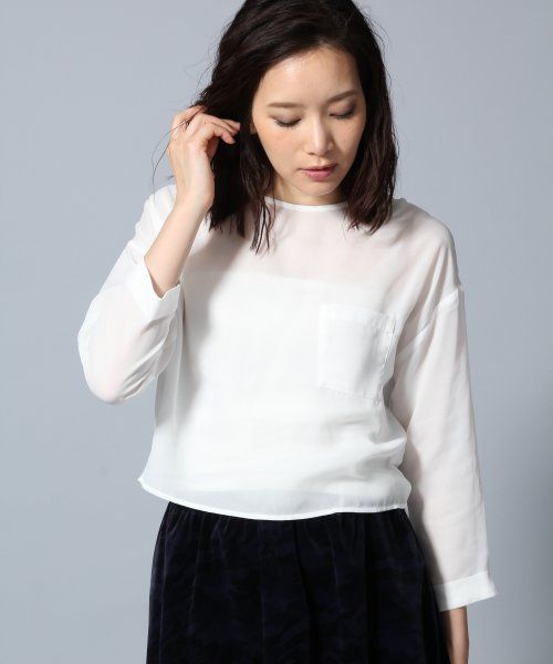 ジョーゼット×サテンポケツキブラウス