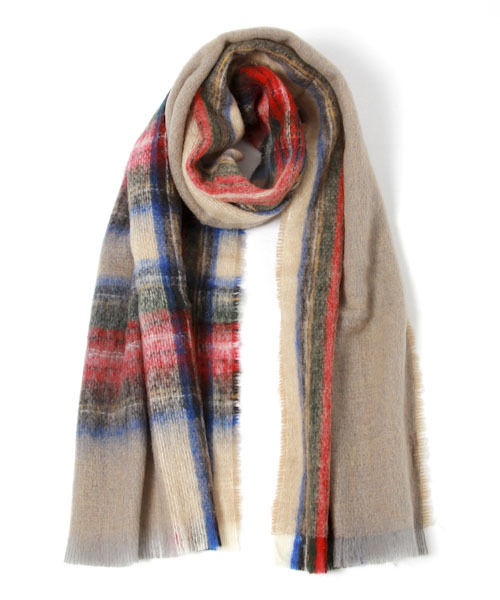 チェックモヘアストール