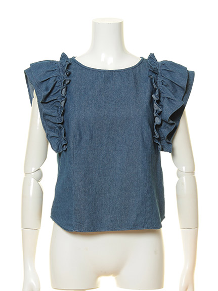 袖フリルブラウス