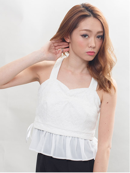 【カタログ掲載】レース×シフォン　レイヤードビスチェ