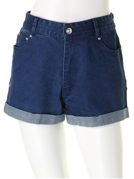 【カタログ掲載】ビジューボタン折り返しショートパンツ