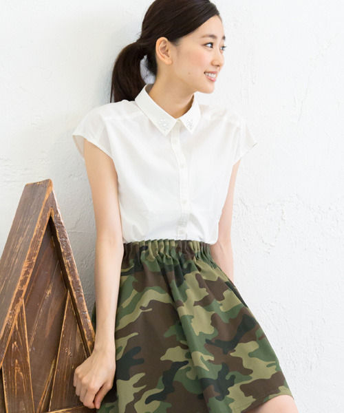 リヨセルビジューシャツショートスリーブ