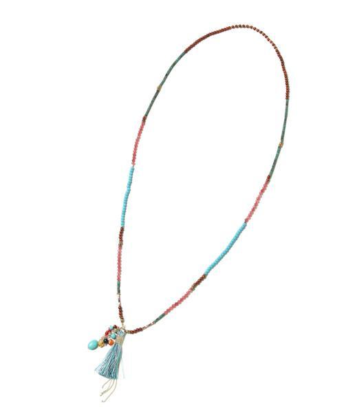フリンジ付きビーズネックレス