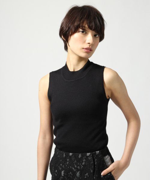 14Gハイネックリブニットノースリーブ