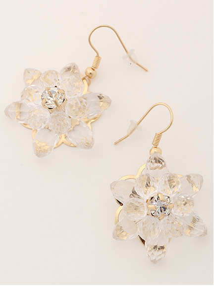 クリアフラワーピアス