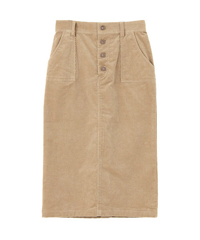 コーデュロイミドル丈タイトスカート