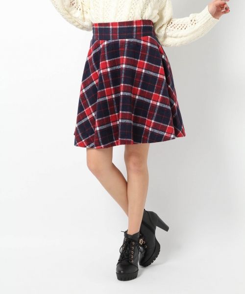 【店舗限定】キモウチェックスカート / Heather be