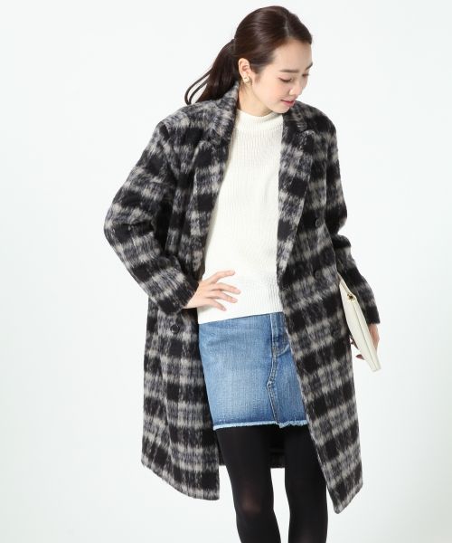 Ｗコンシャギーチェックロングコート