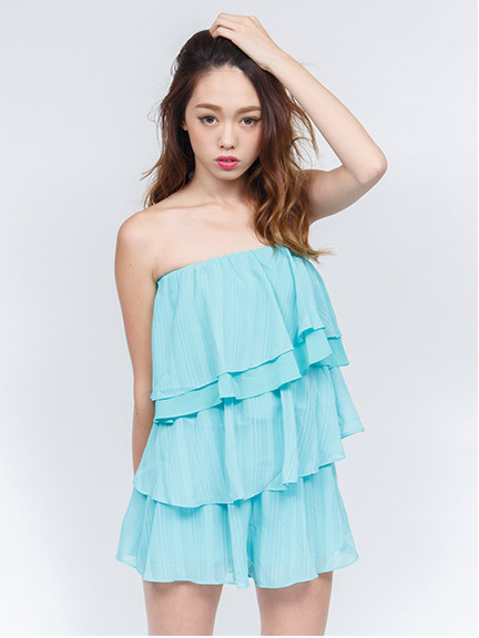 ティアードシフォンフリルコンビネゾン