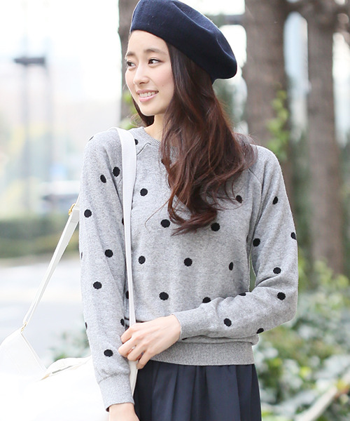 7ゲージドットジャガードプルオーバーロングスリーブ/mikoa