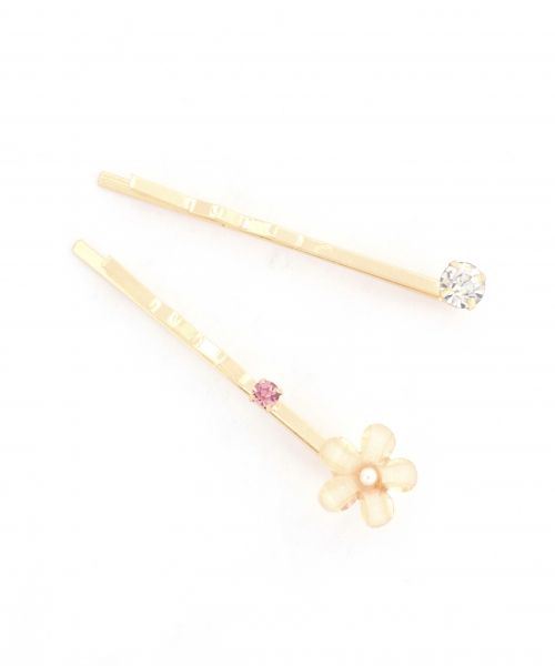 ミニフラワー＊ストーン２Ｐピン/mikoa