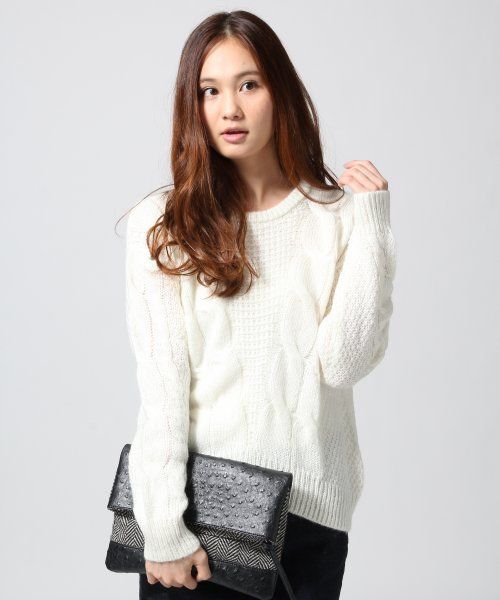 5ゲージフトケーブルニットプルオーバー長袖