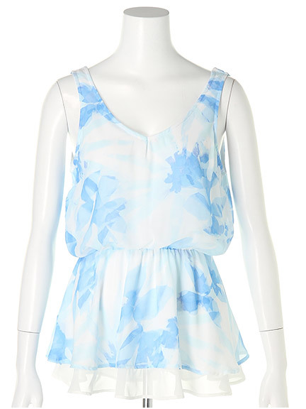 リーフフラワーシフォンタンクチュニック