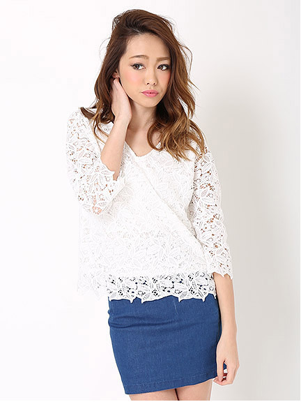 【カタログ掲載】カギ編みレーストップス