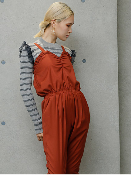 袖フリル楽譜ボーダーニット