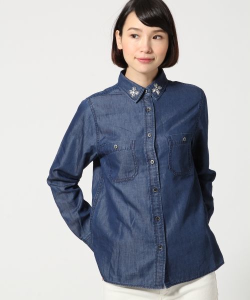 コットンテンセルビジューシャツ