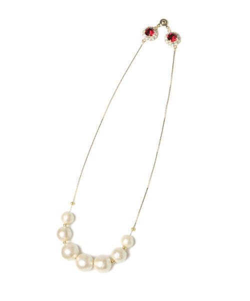 コットンパールビジューネックレス