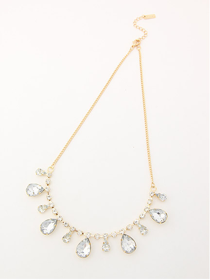 ティアドロップビジューネックレス