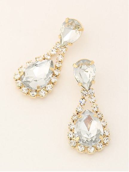 ティアドロップビジューピアス