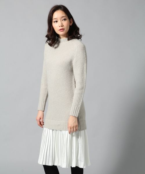 アルパカ混ニットドッキングワンピース