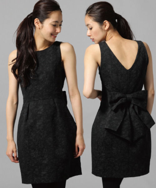 ジャガードバックリボンワンピース