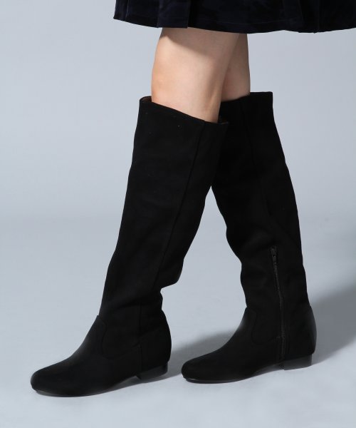 フェイクスエードニーハイブーツ
