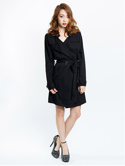 ロングドレープトレンチコート