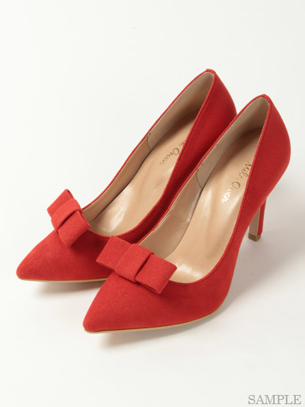 スウェードリボンパンプス