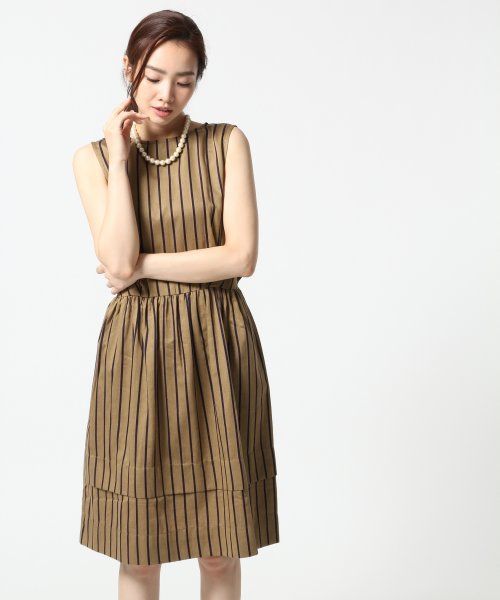 CTストライプミドルノースリーブワンピース
