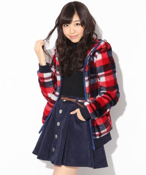 チェックボアジップパーカー