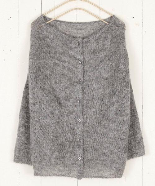モヘヤ混ルーズアゼカーディガン