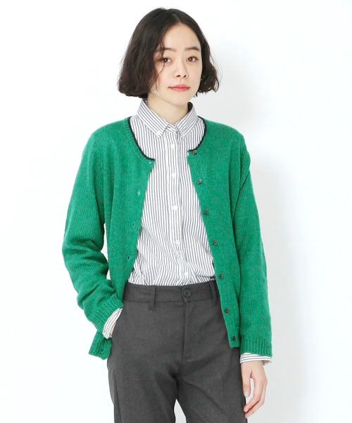 アクリルモヘヤ 畔切替カーディガン