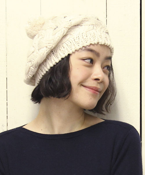 オリジナル 変わり編みニットベレー