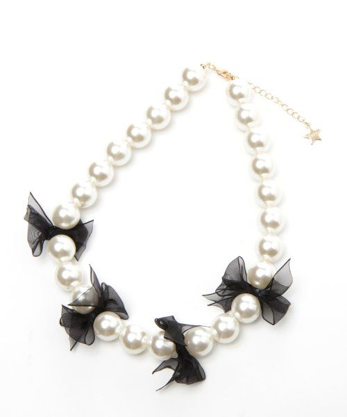 リボン*パールネックレス