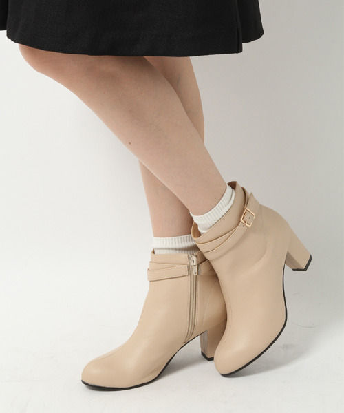 フェイクレザーベルトツキショートブーツ/mikoa