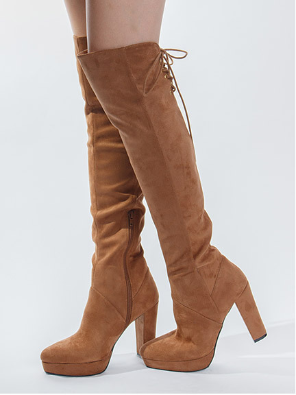 バックスピンドルニーハイブーツ