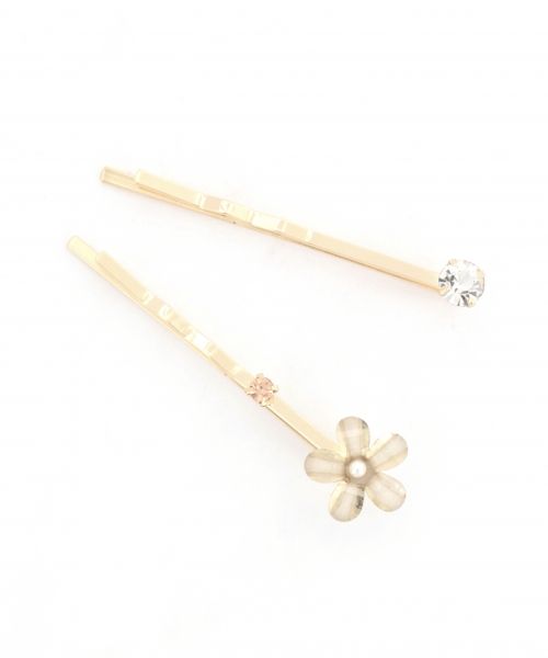 ミニフラワー＊ストーン２Ｐピン/mikoa