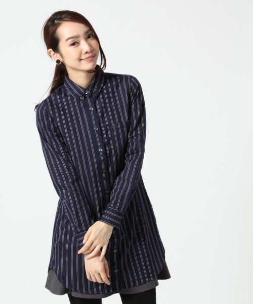Ｃレジメントストライプシャツワンピース