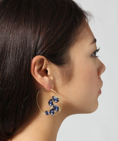 ビジューフープピアス