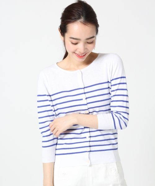 １２Ｇイタリアクルーネックボーダーカーディガン８Ｓ